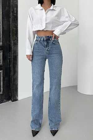 Yüksel Bel Düz Kot Pantolon 7033-06-(28-33)