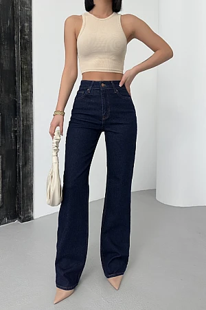 Yüksel Bel Düz Kot Pantolon 7033-17-(28-33)